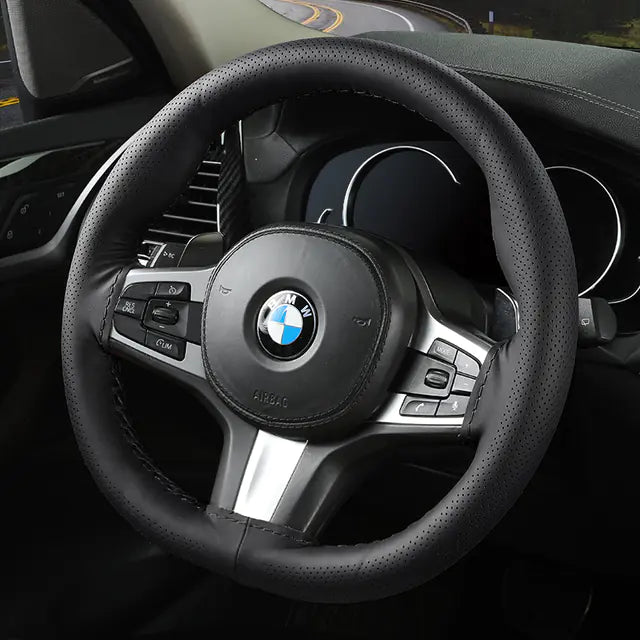 Audocvers Anti-Slip Leather Steering Wheel Cover 38cm