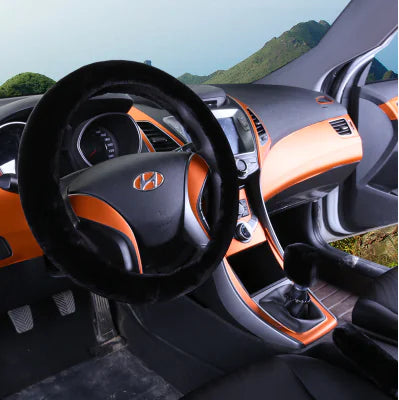 Winter Faux Wool Steering Wheel Cover Set in Pink