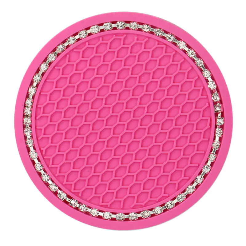 Honeycomb Car Cup Holder Mat with Rhinestones