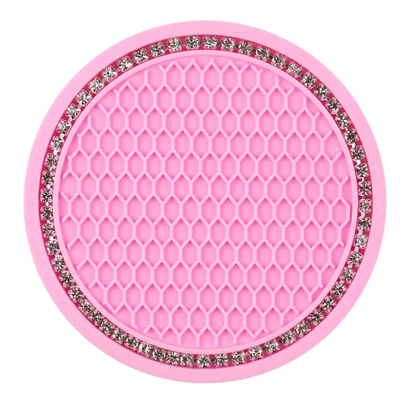 Honeycomb Car Cup Holder Mat with Rhinestones