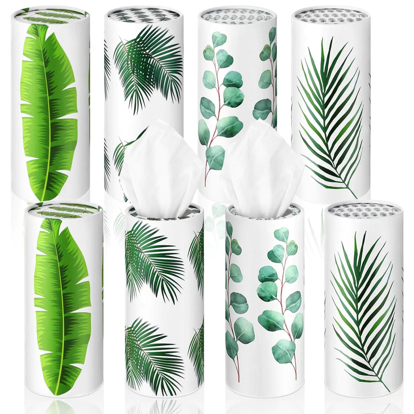 8 Pack Car Tissue Holder with Facial Tissue Bulk Cylinder Car Tissues Round Tissue Boxes for Car Travel Tissues Fit for Car Cup Holder Car Tissues Box Round Container (Bohemia Style)