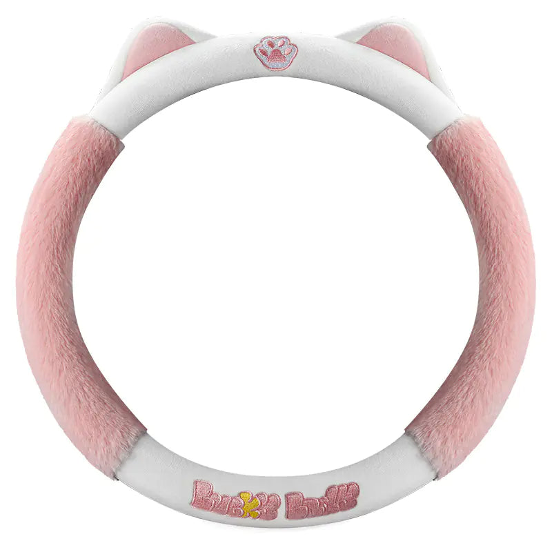 Cute Plush Steering Wheel Cover for Winter Car Decor