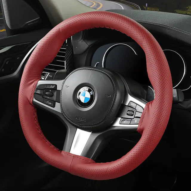 Audocvers Anti-Slip Leather Steering Wheel Cover 38cm