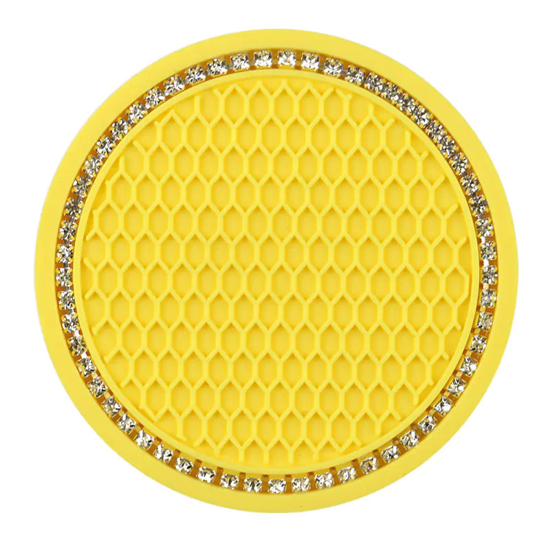 Honeycomb Car Cup Holder Mat with Rhinestones