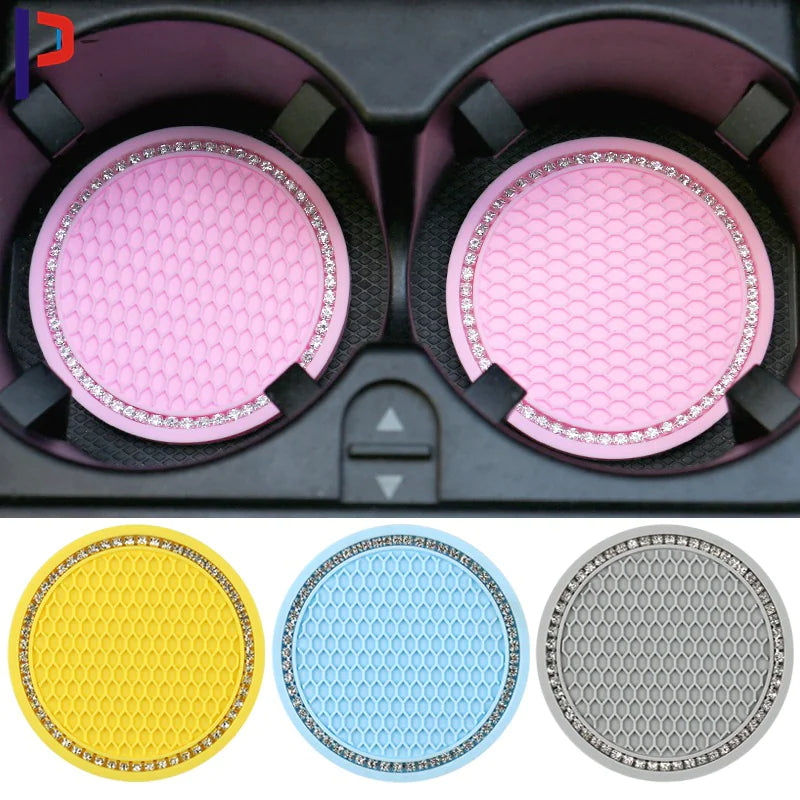 Honeycomb Car Cup Holder Mat with Rhinestones