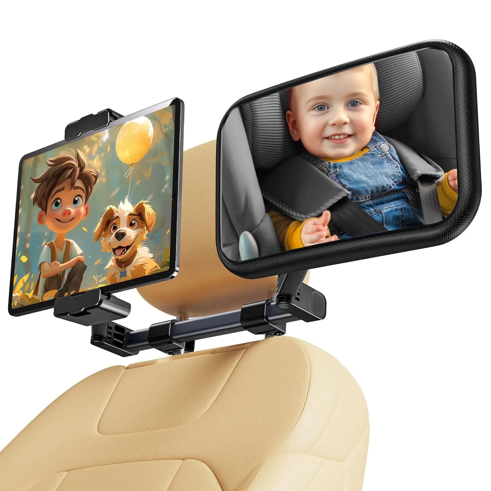 Baby Car Mirror for Baby Rear Facing With Holder and Hooks
