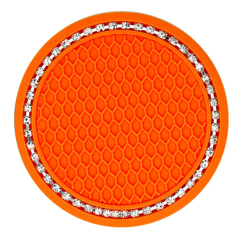 Honeycomb Car Cup Holder Mat with Rhinestones