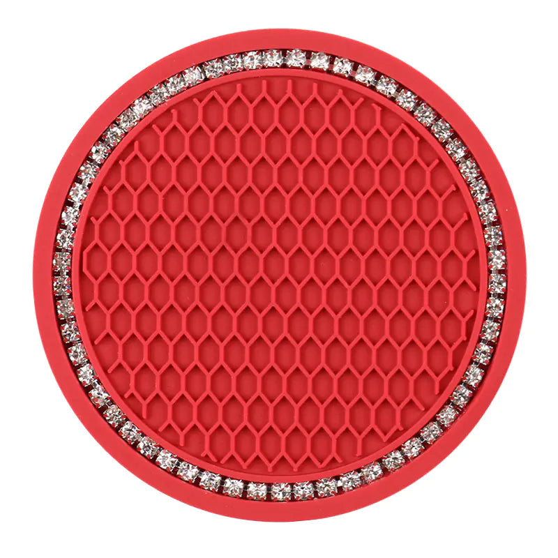 Honeycomb Car Cup Holder Mat with Rhinestones