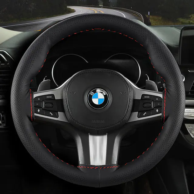 Audocvers Anti-Slip Leather Steering Wheel Cover 38cm