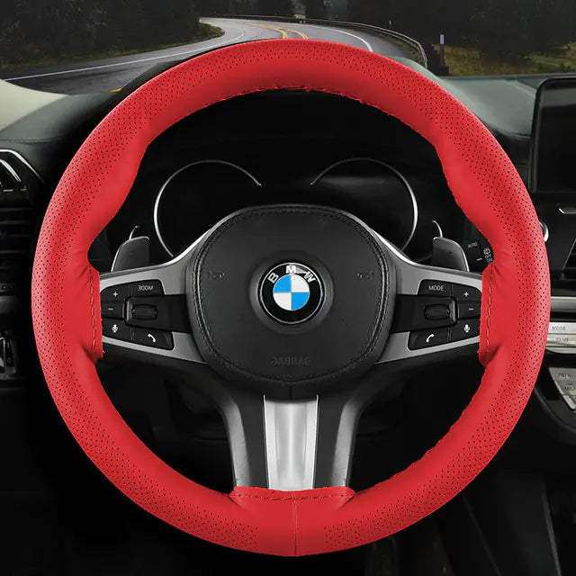 Audocvers Anti-Slip Leather Steering Wheel Cover 38cm