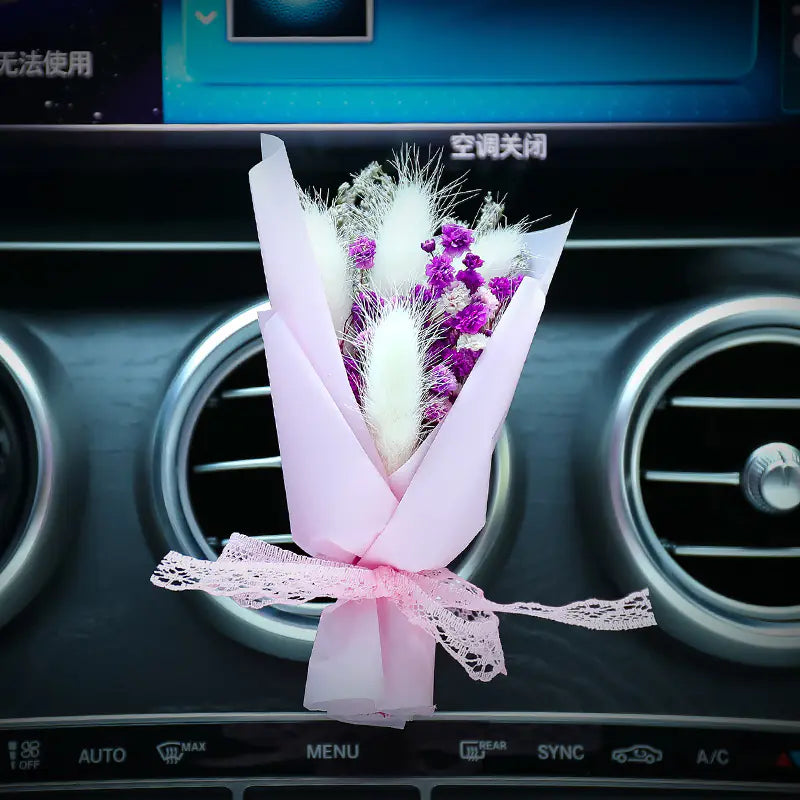 Creative Car Air Freshener Clip with Dried Flowers