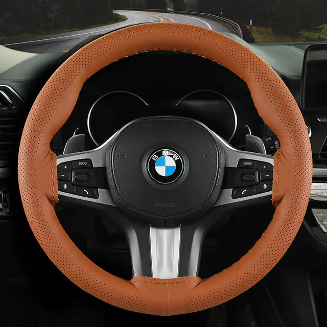 Audocvers Anti-Slip Leather Steering Wheel Cover 38cm
