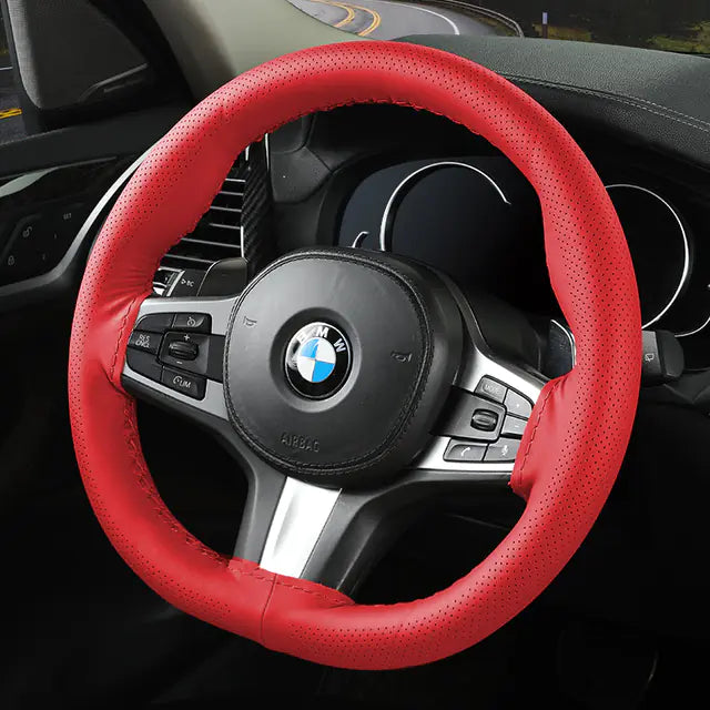 Audocvers Anti-Slip Leather Steering Wheel Cover 38cm