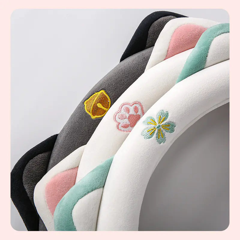 Cute Plush Steering Wheel Cover for Winter Car Decor
