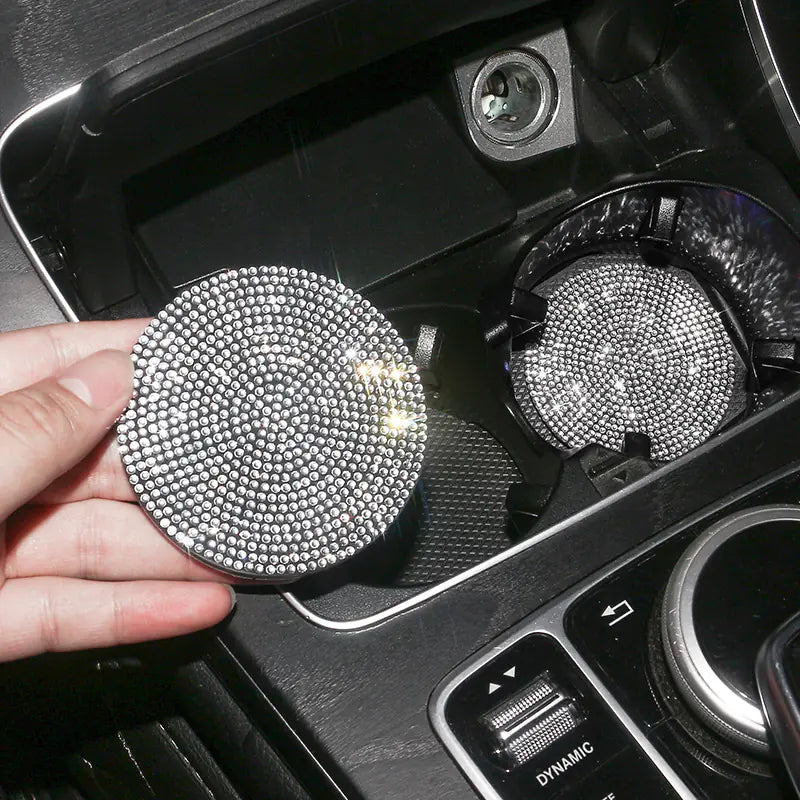 Diamond Car Cup Holder Mat with Soft Silicone Design
