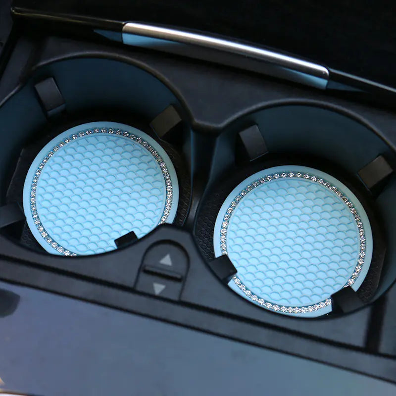 Honeycomb Car Cup Holder Mat with Rhinestones