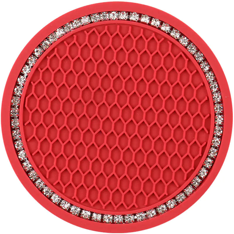 Honeycomb Car Cup Holder Mat with Rhinestones