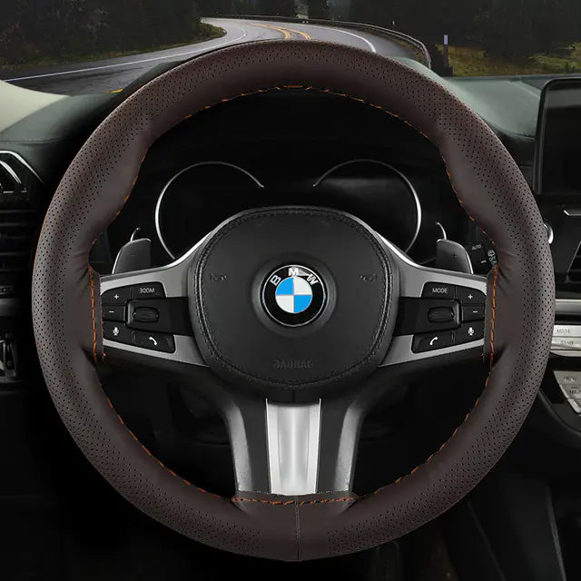 Audocvers Anti-Slip Leather Steering Wheel Cover 38cm